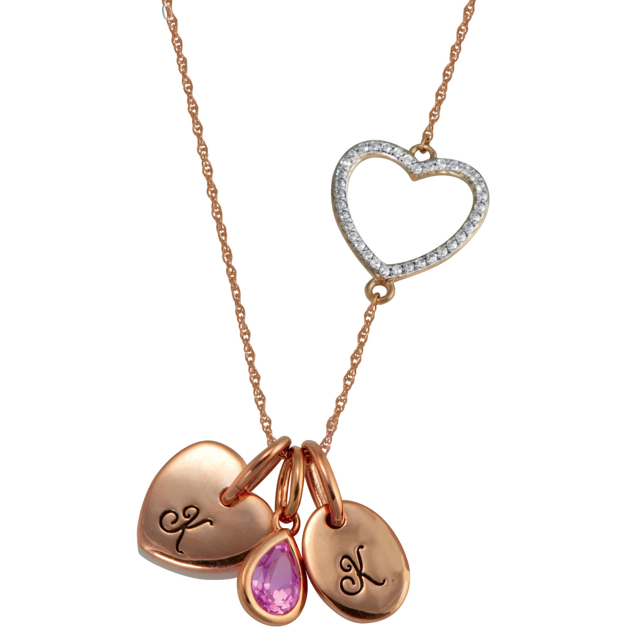 Personalized Family Jewelry Women's Necklace with Initial Charms, 18 available in Sterling Silver, 10k Gold over Silver, 10k Rose Gold over Silver