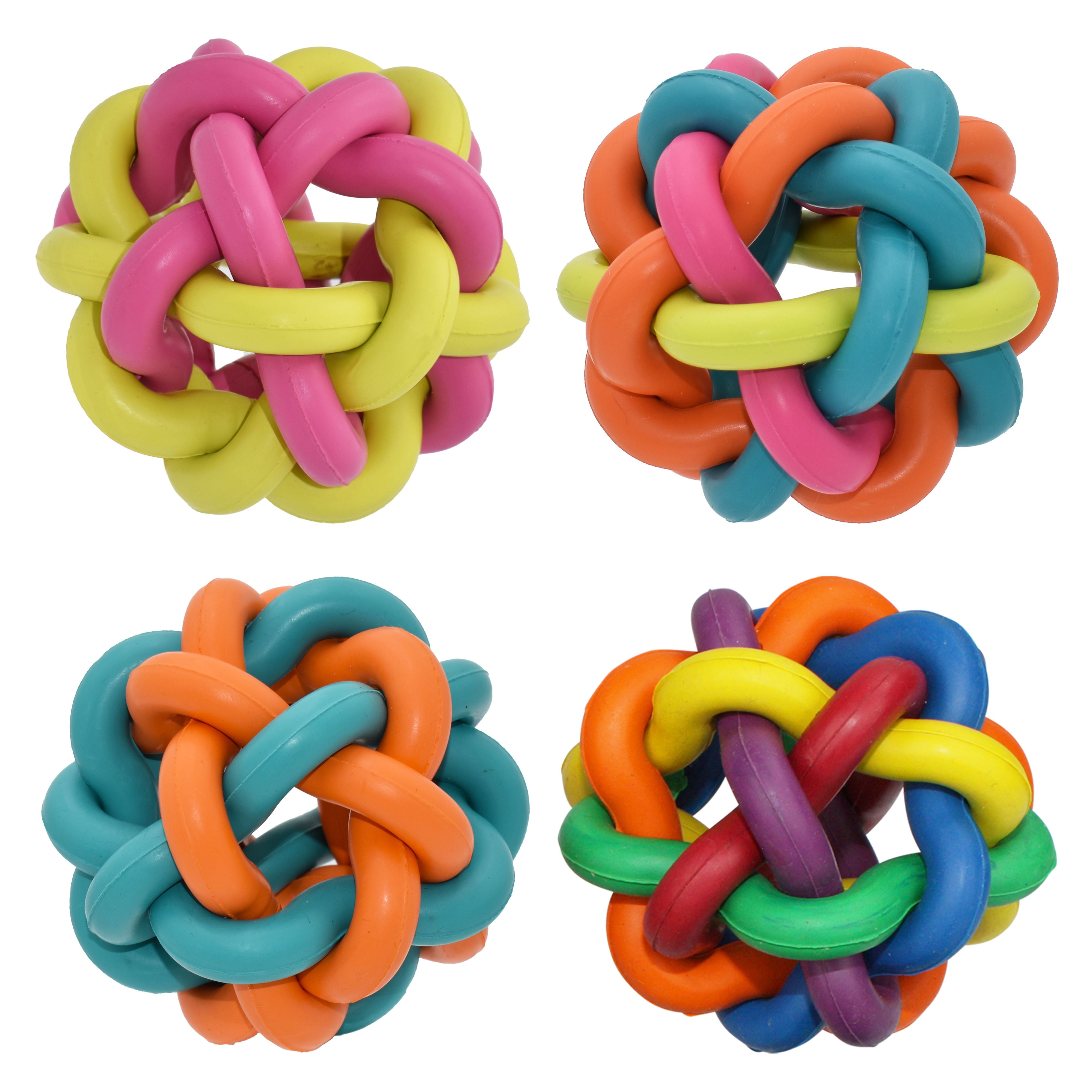 Multipet Nobbly Wobbly Interwoven Ball Rubber Dog Fetch Toy, 4