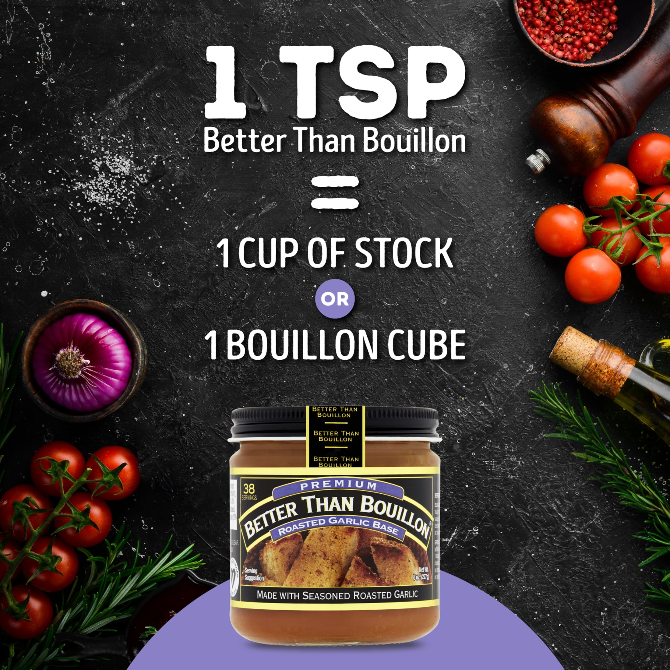 (6 pack) Better Than Bouillon Premium Roasted Garlic Base, Shelf-Stable, 8 oz Jar