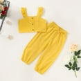thumbnail image 3 of Baby Girls Set Sleeveless Ruffle Button Cropped Vest Elastic Drawstring Waistband Tracksuits, 3 of 8