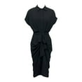 thumbnail image 3 of Oplxuo Womens Short Sleeve Ruched Business Shirt Dresses Elegant Button Down Tie Front Sexy Party Club Maxi Dress, 3 of 4