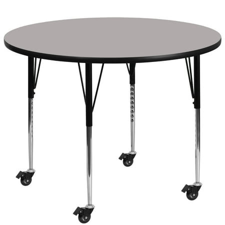 UPC: 0847254081016 | Flash Furniture Wren Mobile 42 Round Grey HP Laminate Activity Table – Standard Height Adjustable Legs