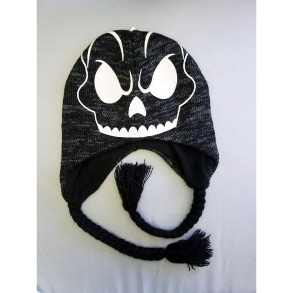 Glow In The Dark Skull Peruvian Style Hat w/ Tassels (1 size, Child)