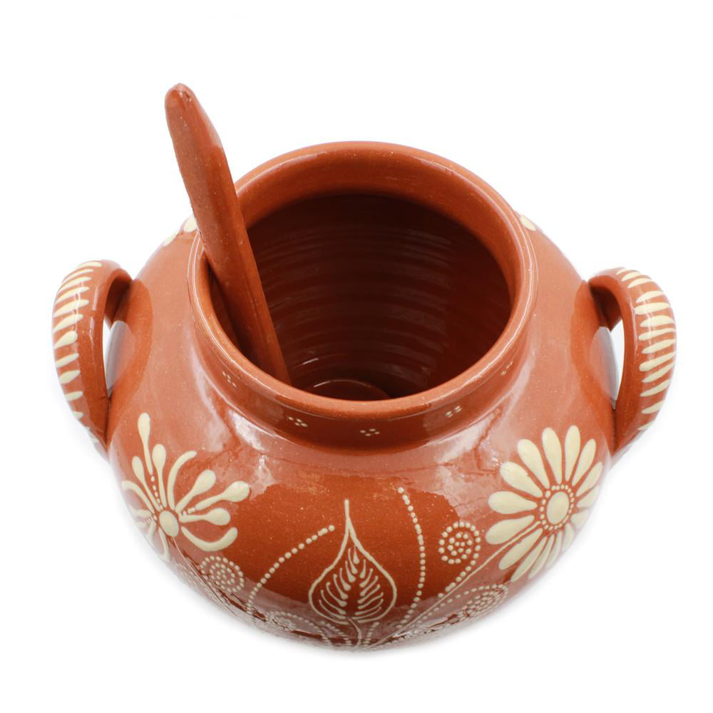 Traditional Portuguese Hand-painted Vintage Clay Terracotta Soup Tureen