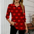 thumbnail image 3 of DAFPZW Valentine's Day Love Print Shirt for Women Casual 3/4 Sleeve Dressy Blouse Work Business Spring Summer Fashion Outfits, 3 of 5