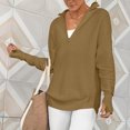 thumbnail image 2 of Jersey de punto con media cremallera para mujer con orificio para el pulgar Suéteres de moda para otoño prendas de vestir, 2 of 7