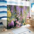thumbnail image 5 of No Hook Shower Curtain, Spring Flower Shower Curtains for Bathroom with See Through Top Window, Garden Blossom Fantasy Floral Pastoral Oil Painting Waterproof & Washable Bath Curtain Long 72"x78", 5 of 9