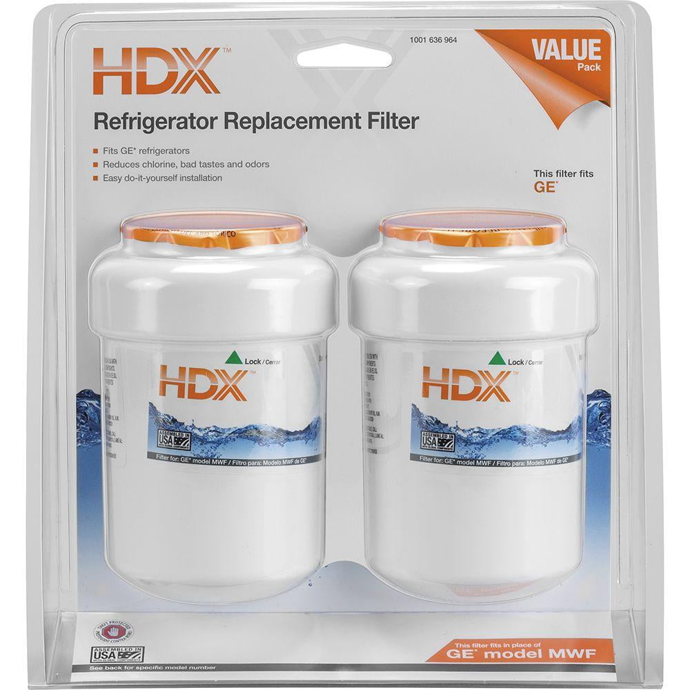 HDX HDX2PKDS0 Refrigerator Water Filter (fits in place of GE model MWF) (Dual Pack)