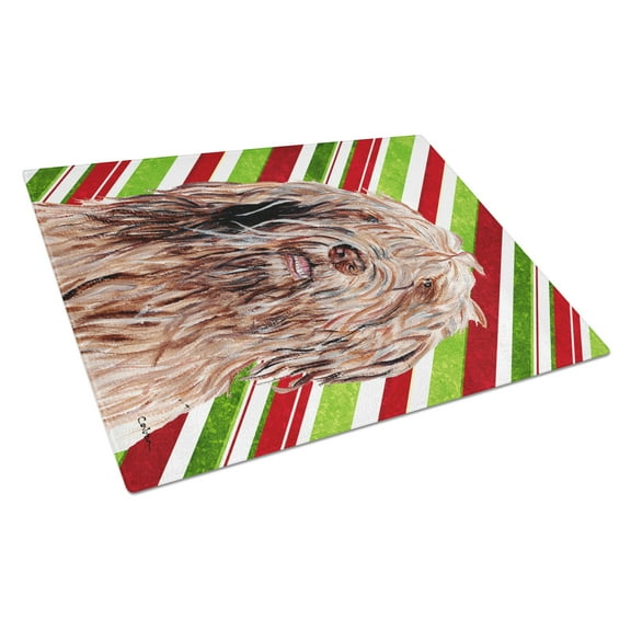 Caroline's Treasures Otterhound Candy Cane Christmas Glass Cutting Board Large Size