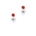 thumbnail image 2 of Delight Jewelry Silvertone Large May - Green Crystal Heart Red Crystal Clip on Earrings, 2 of 5