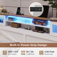thumbnail image 5 of Farmhouse Queen Bed Frame with LED Lights and Charging Station, Queen Size Platform Bed with Storage Headboard and 2 Drawers, No Box Spring Needed, White, 5 of 6