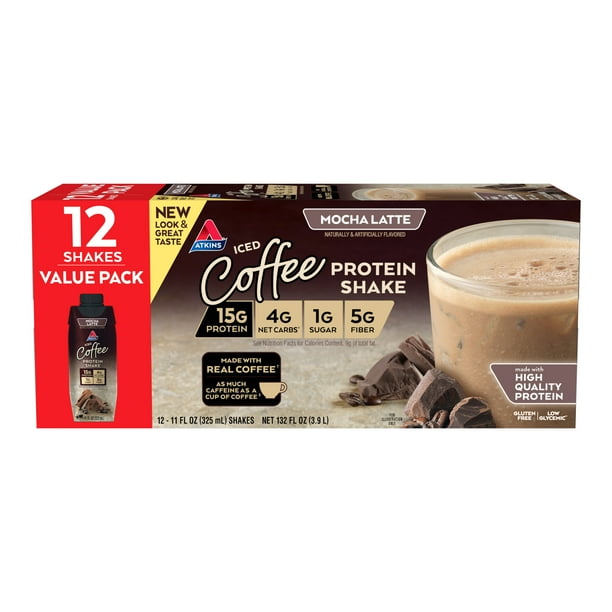Atkins Gluten Free ProteinRich Shake, Mocha Latte, Keto Friendly, 12