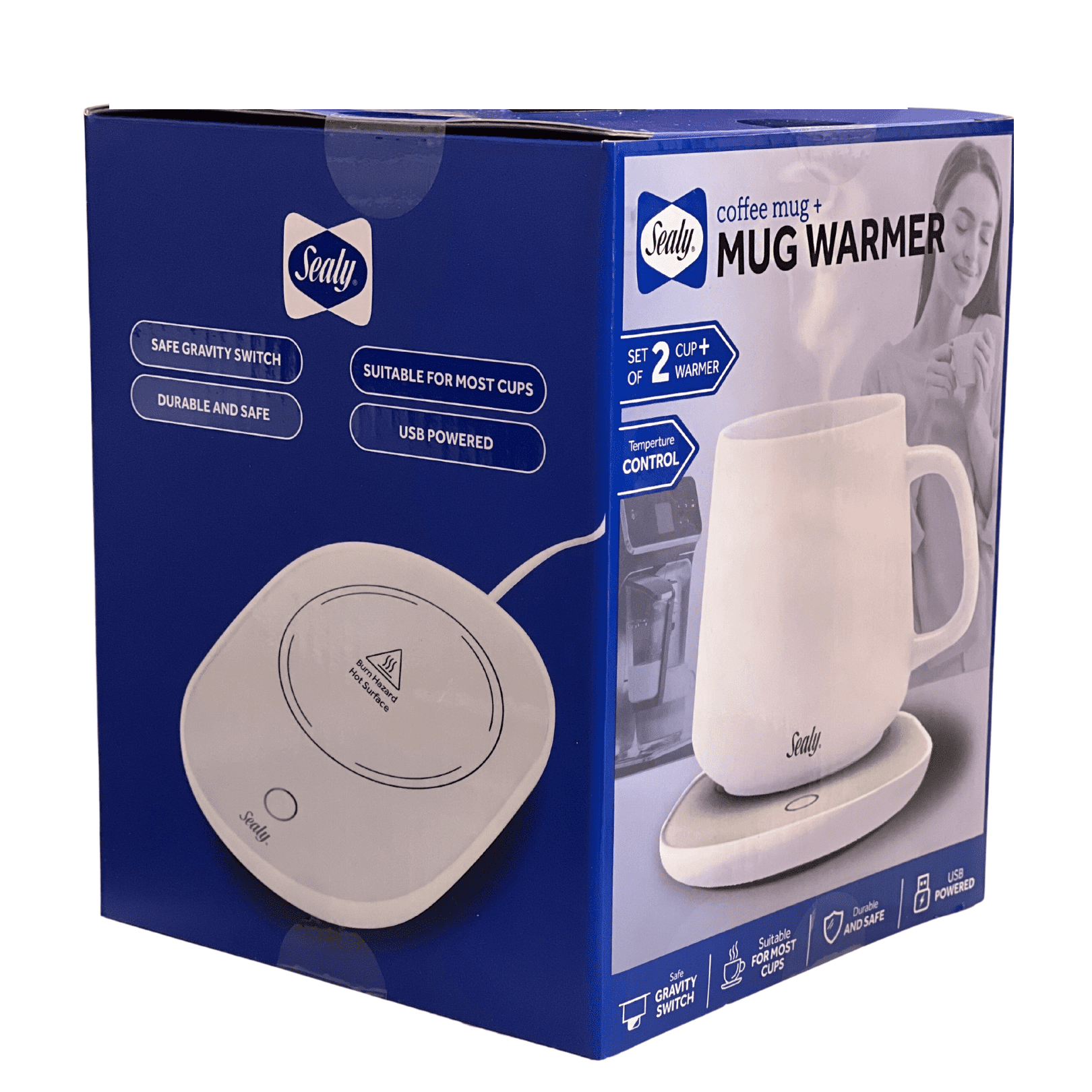 Smart Mug Warmer, Electric Mug Warmer 3Speed Control Large Area Heater for  Home Travel (White)