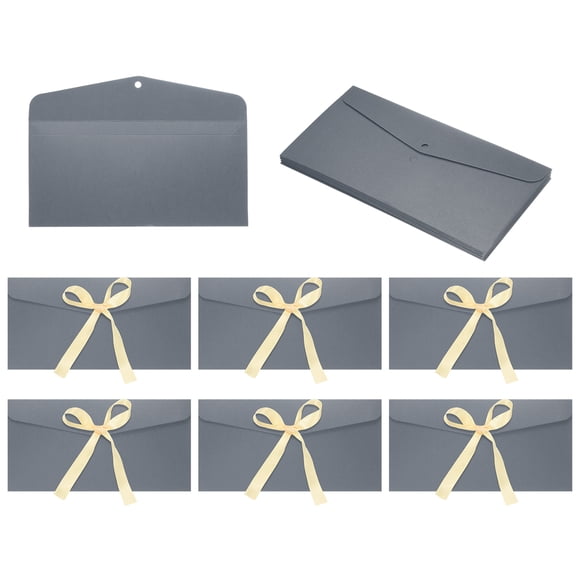 Uxcell 20 Pack Sobres para Tarjetas de Felicitación con Lazo de Cinta, Almacenamiento de Artículos Pequeños, Soporte de Tarjeta Vintage, Gris Negro