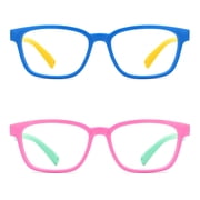 TIJN Kids Girls Blue Light Blocking Computer Glasses Flexible Silicone UV Protection 2Pack