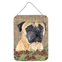 Mastiff Faux Burlap and Pine cones Wall or Door Hanging Prints