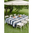 thumbnail image 5 of Blue Grey Stripe Outdoor Tablecloth with Umbrella Hole, Farmhouse Modern Art Striped Spillproof Waterproof Outdoor Table Cover, Patio Tablecloths for Party Picnic Camping, Rectangle 60"x102", 5 of 9