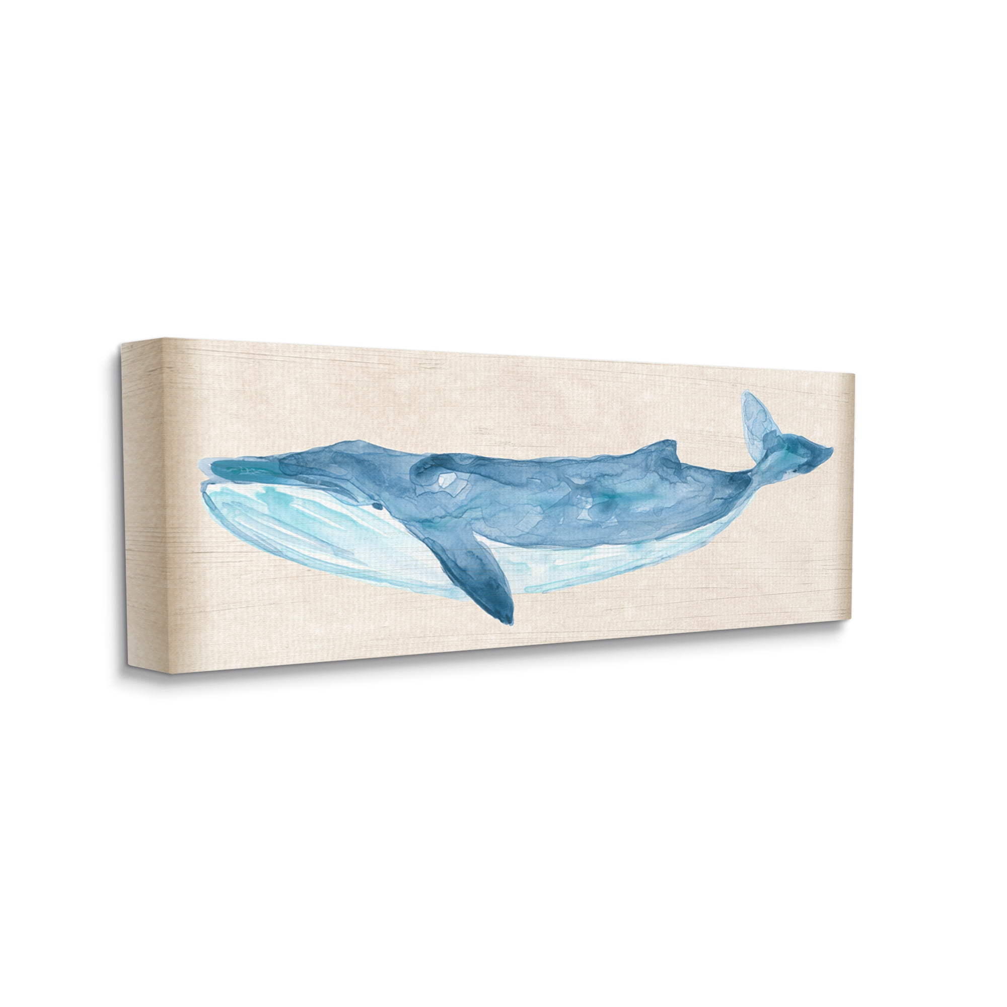 Stupell Industries Whale on Beige Animals & Insects Painting Gallery Wrapped Canvas Art Print Wall Art, 40 x 17
