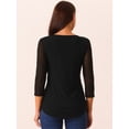 thumbnail image 4 of DARING DIVA Pleated Double Layers Mesh Blouse S Black, 4 of 5