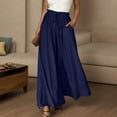 thumbnail image 4 of Long Palazzo Pants for Women 2025 Casual High Waist Wide Leg Pants Summer Lounge Beach Trousers with Pocket, 4 of 7