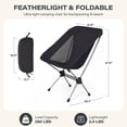 thumbnail image 3 of LAUSAINT HOME Ultralight Folding Camping Moon Chair, Heavy Duty 280 Lbs Portable Backpacking Chair, Padded Lightweight Outdoor Lawn Beach Chair with Carry Bag for Adult Camping Hiking Travel, Black, 3 of 12