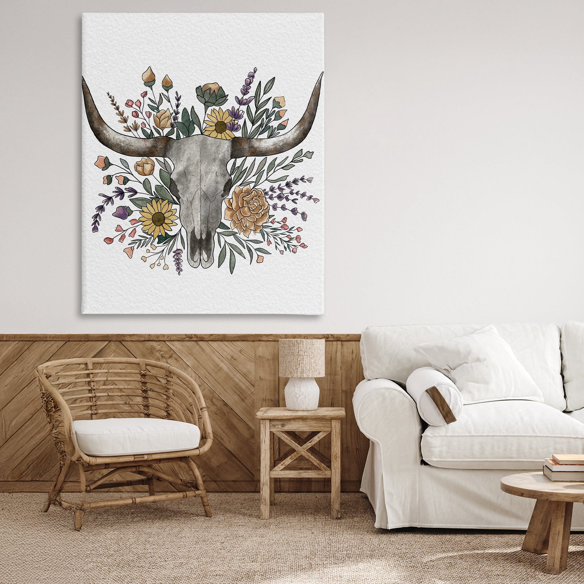 Stupell Industries Boho Wildflower Longhorn Canvas Wall Art, design by Alisha Kiara Design