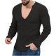 thumbnail image 1 of Blusas y camisas de manga larga con cuello en V para hombre, camisetas casuales de manga larga, jersey de punto, camisa de color liso con cuello en V, blusa para hombre, 1 of 6