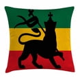 thumbnail image 1 of Rasta Throw Pillow Cushion Cover, Rastafarian Flag with Judah Lion on Reggae Music Inspired Decor Image, Decorative Square Accent Pillow Case, 20 X 20 Inches, Black Red Green and Yellow, by Ambesonne, 1 of 2