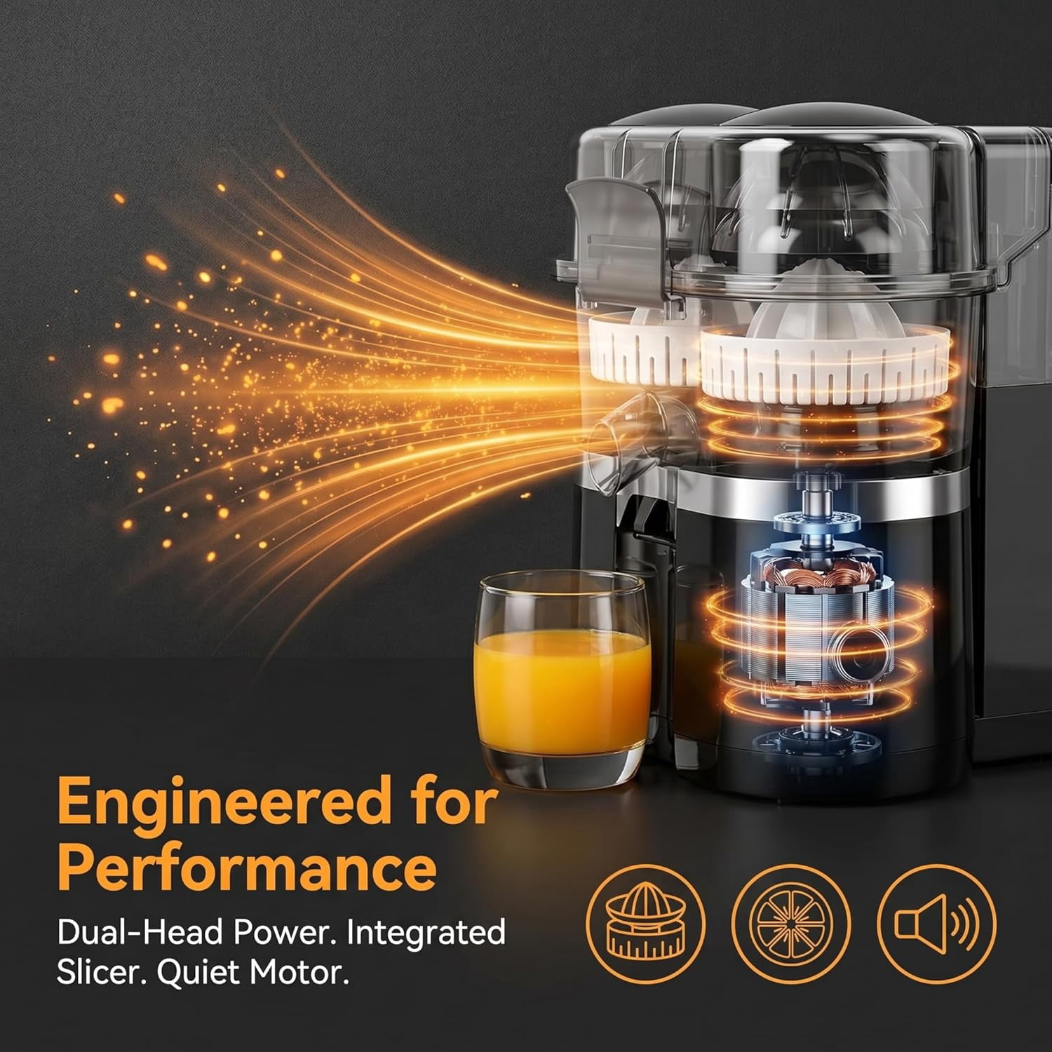Dual-Head Automatic Citrus Juicer, Dual-Head Electric Citrus Juicer, Portable Lemon Squeezer Machine with Built-In Cutter and Cleaning Brush, One-Touch Squeezer for Orange & Lemon (#A)