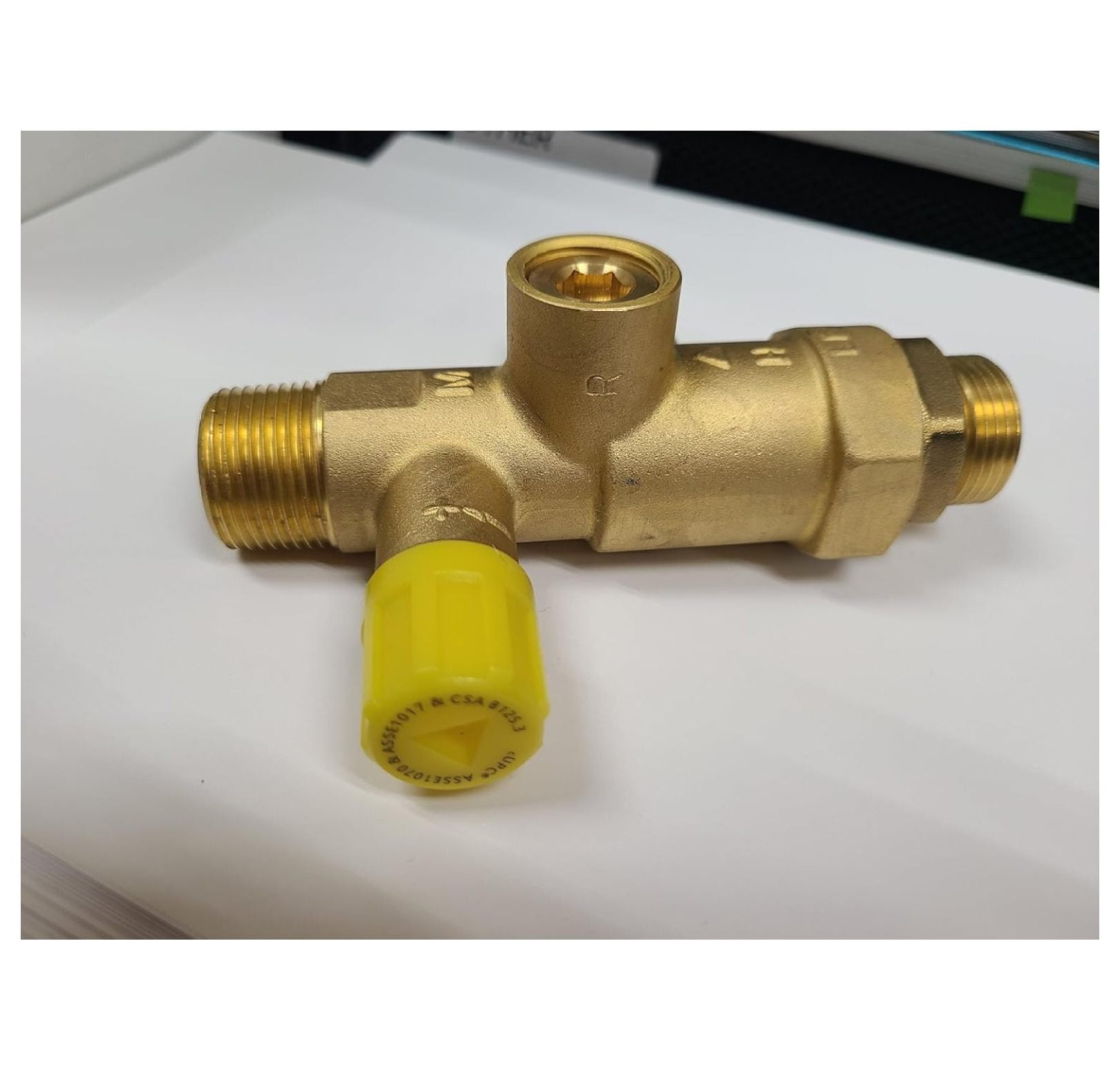 3/4 Inch Booster Water Heater Thermostatic Mixing with Corrugated Hose and temperature gauge, PEX Pipe, PE-RT, CPVC, Copper