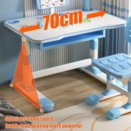 YNCE 2025 Upgraded Kids Desk and Chair Set, Kids Art Desk with Tiltable Reading Stand & LED Table Light, Bedroom Children Learning Table with Extra Large Drawer (Pink #9)