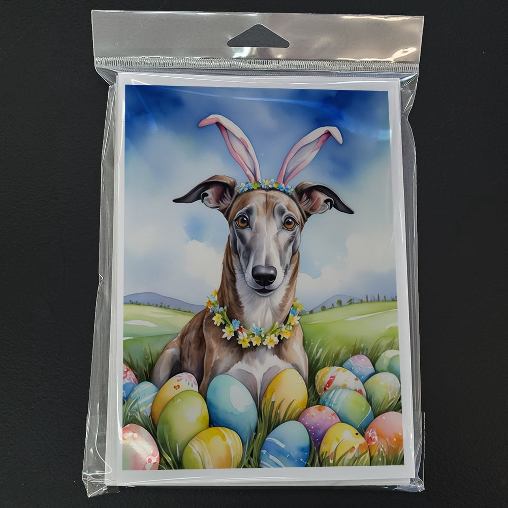 Greyhound Easter Egg Hunt Greeting Cards Pack of 8 7 in x 5 in
