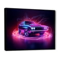 thumbnail image 2 of Designart "American Muscle Car In Neon Brilliance I" Cars American Muscle Floater Framed Canvas Wall Art, 2 of 5