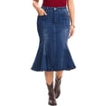 thumbnail image 4 of INSPIRE CHIC Denim Skirt for Women Casual Washed High Waisted Fishtail Midi Jean Skirts 2XL Deep Blue, 4 of 6