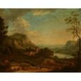 thumbnail image 2 of Johann Christian Vollerdt 24x20 Black Ornate Framed Double Matted Museum Art Print Titled: Landscape with a Genre Scene, 2 of 5