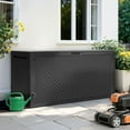 thumbnail image 3 of 90 Gallon Outdoor Storage Box, Multi-function Deck Box for Organization & Storage, And As a Bench, Waterproof Outdoor Storage Container for Patio Cushions, Gardening Tools, Pool Supplies - Black, 3 of 8