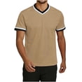thumbnail image 5 of Men's Short Sleeve V Neck T-Shirt Athletic Mesh Performance Workout Tops Striped Quick Dry Moisture Wicking Tee Breathable Jersey Style Fitness Shirt for Jogging, 5 of 7