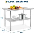 thumbnail image 2 of YUSAZENS 48 x 30 x 34 Inch Basic Kitchen Stainless Steel Workbench, 30D x 48W x 34H Multifunctional Prep Table for Home Restaurant Workshop, 2 of 7