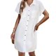 thumbnail image 2 of Vestido Sundress Zeagoo 2025 de algodón y lino con botones en la parte delantera, blanco, para mujer, 2 of 6