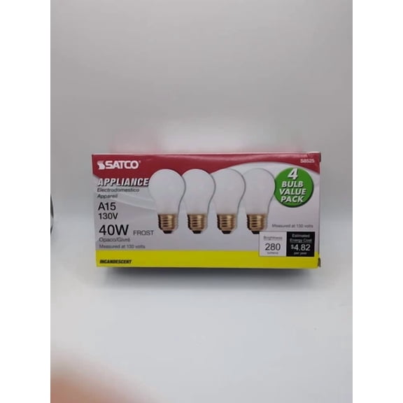 STARLIGHT- Satco S8525 Appliance Light Bulb A15 130V 40W Frost (4 Per Pkg)