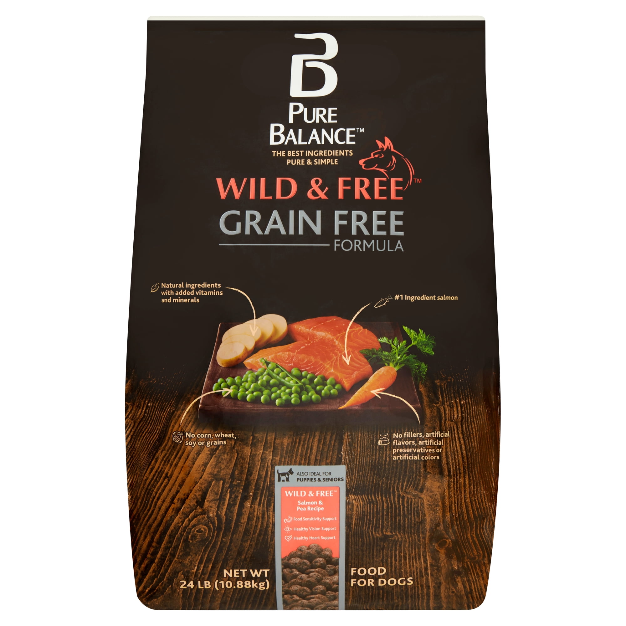 Pure Balance Wild & Free Grain Free Formula Salmon & Pea Recipe Food for Dogs, 24 lb