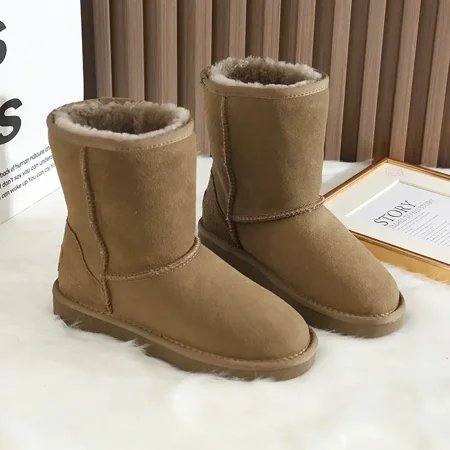 

Women‘s Snow Boots Solid Faux Leather Fleece Warm High Top Shoes Women‘s Footwear