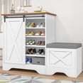 thumbnail image 5 of Dextrus Shoe Cabinet with Slide Door & Shoe Bench, 5-Tier Adjustable Farmhouse Shoe Storage for 20 Pairs for Entryway, Foyer, Hallway, White, 5 of 6