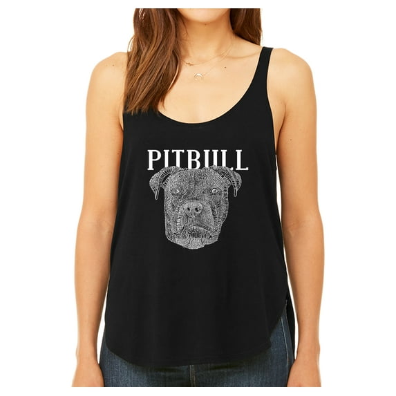 LA Pop Art Women's Word Art Flowy Tank Top - Pitbull Face