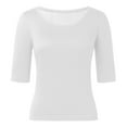thumbnail image 3 of TYGHBN Women's Half Sleeved T Shirt Solid Color Basic Slim Fit Top Ladies Shirt Long Sleeve Long Sleeve for Women Athletic Short Sleeve Shirt Women Women Sports T Shirt Womens Shirts Long Sleeves, 3 of 4