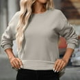 thumbnail image 4 of LYXSSBYX Crewneck Sweatshirts for Women Solid Color Long Sleeve Pullover Sweatshirt Blouse, 4 of 9