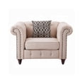 thumbnail image 2 of HomeStock Mountain Lodge Chair w/1 Pillow, Beige Linen - 45"L x 33"D x 30"H, Classic Button Tufts & Plush Arms, Stylish and Comfortable, 2 of 3