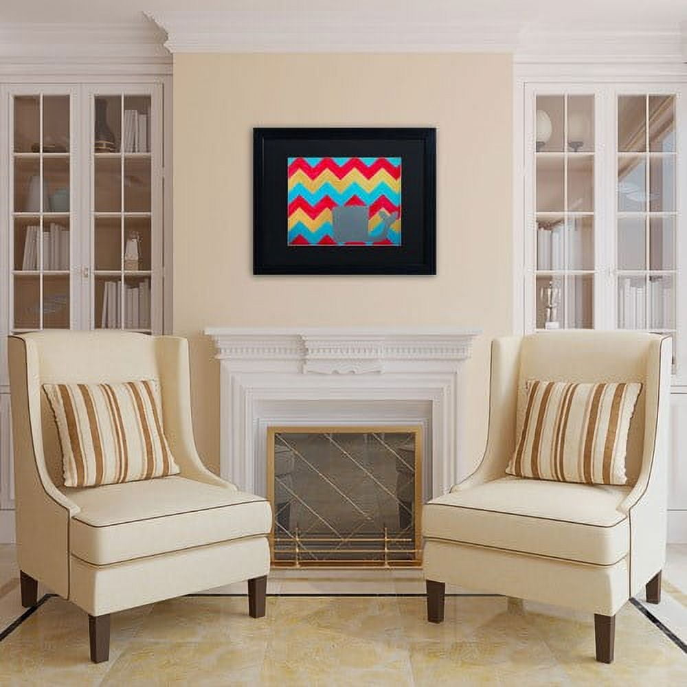 Trademark Fine Art "Pink and Gold Whale Chevron" Canvas Art by Nicole Dietz, Black Matte, Black Frame