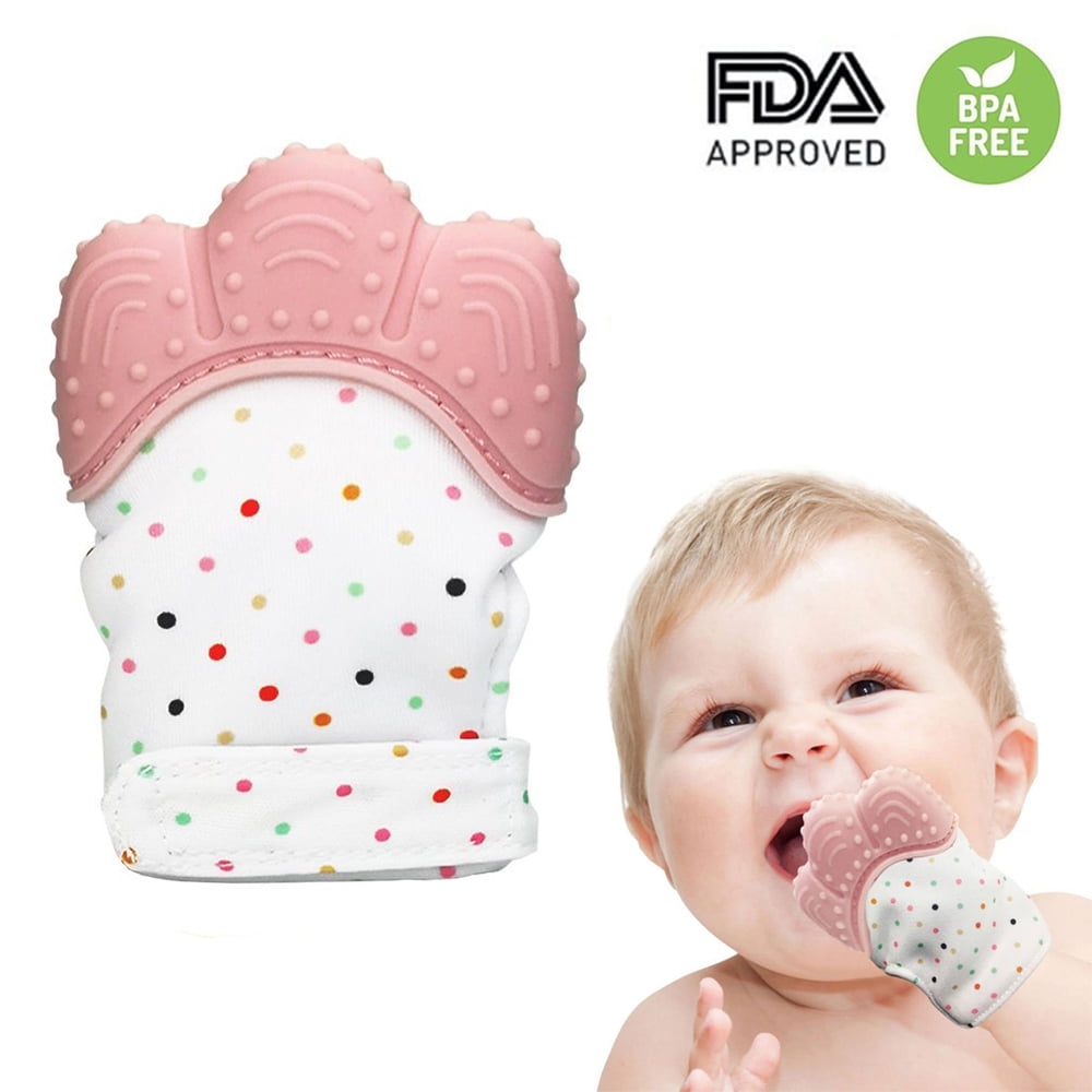 Holiday Gifts Self Soothing Baby Teething Mitten For Infants Silicone
