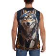 thumbnail image 4 of Xecao Oil Painting Tribal Wolf Print Men's Tank Top: Sleek Sleeveless Tee for Casual Sports and Beach Occasions-Medium, 4 of 7